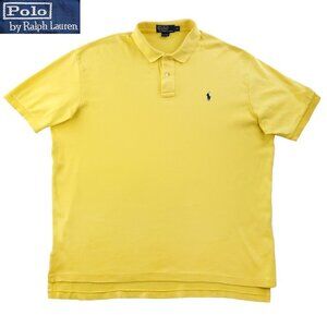 Polo Ralph Lauren Vintage Polo Shirt Yellow Short Sleeve 100% Cotton Men's XL